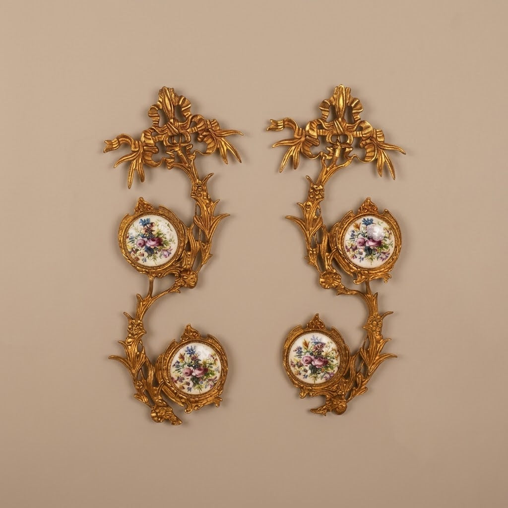 "Royal Branches" Duo – Classic Wall Hanging Set (Brass and Polyester)/ثنائي "الأغصان الملكية" - معلقات جدارية كلاسيكية (نحاس وبوليستر)